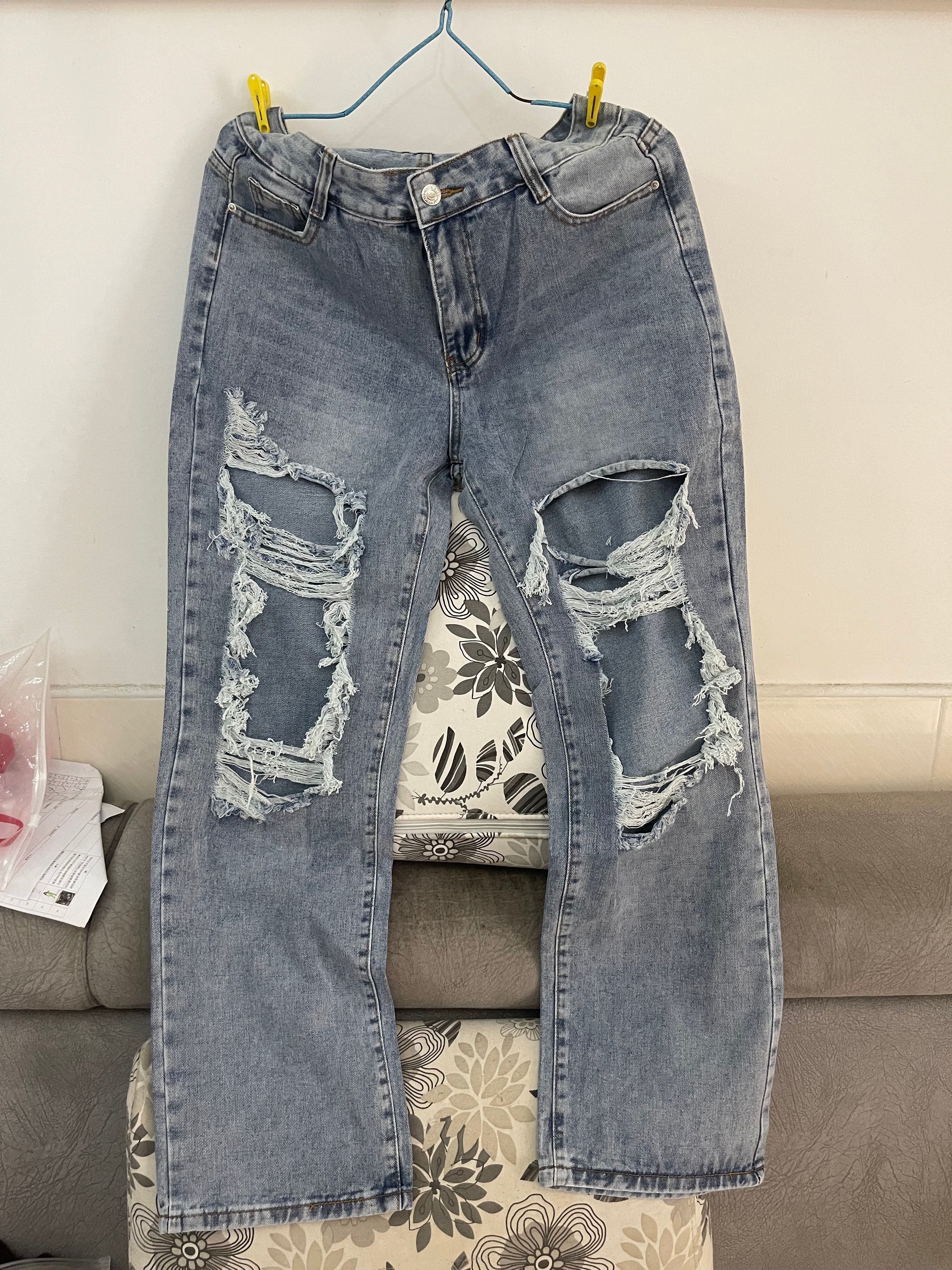 SP Boyfriend Jeans Fashion Loose Ripped Hole Straight Denim Pants For Women Street Trendy Summer