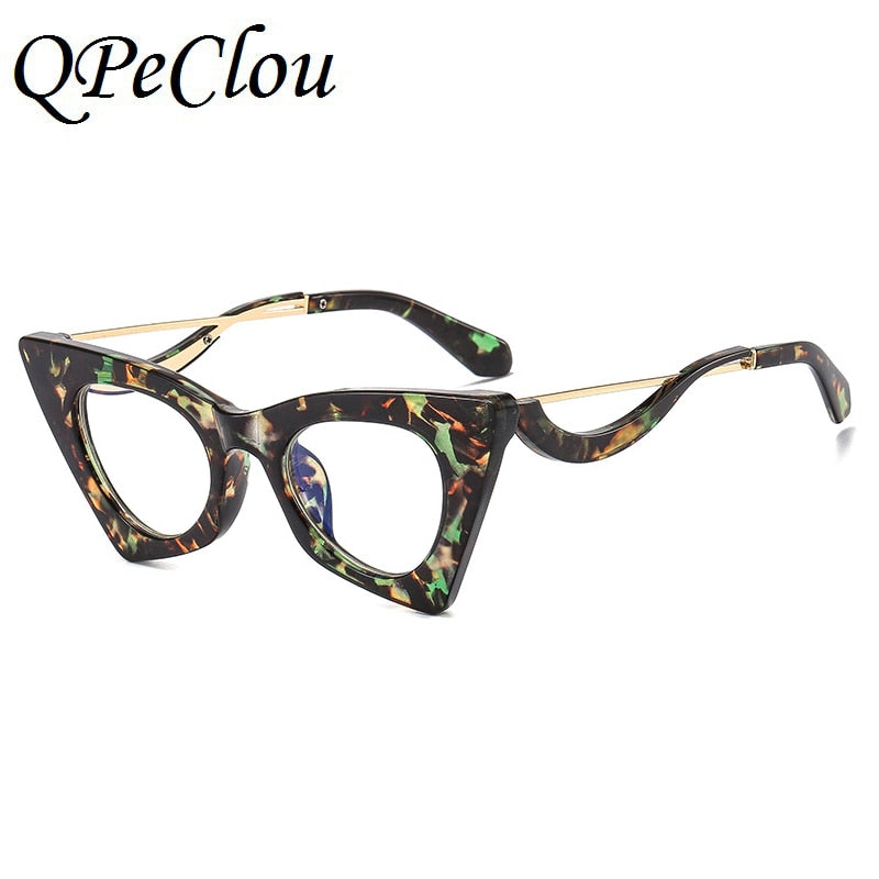 2022 New Fashion Big Cat Eye Anti-blue Glasses Women Vintage Unique Marbling Frame Eyeglasses Female Leopard Spectacles Oculos