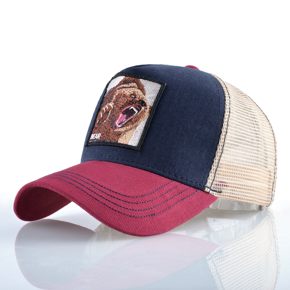 STELLY'S PLACE Baseball Caps Men Snapback Hip Hop Hats With Animals Patch Streetwear lovers&#39; Trucker Caps Women Breathable Mesh Visor Bones