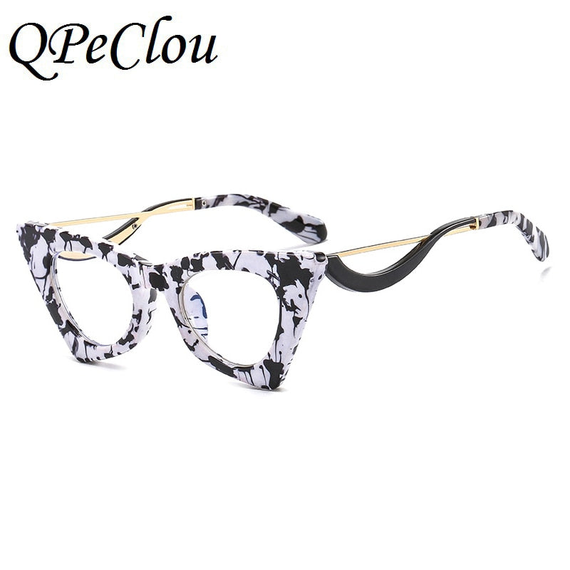 2022 New Fashion Big Cat Eye Anti-blue Glasses Women Vintage Unique Marbling Frame Eyeglasses Female Leopard Spectacles Oculos