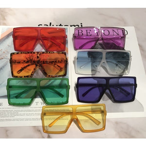 Wholesale 40 Colors One Piece Oversized Square Sunglasses For Women 2022 Luxury Brand Black Sun Glasses Female Big Shades  Bulk
