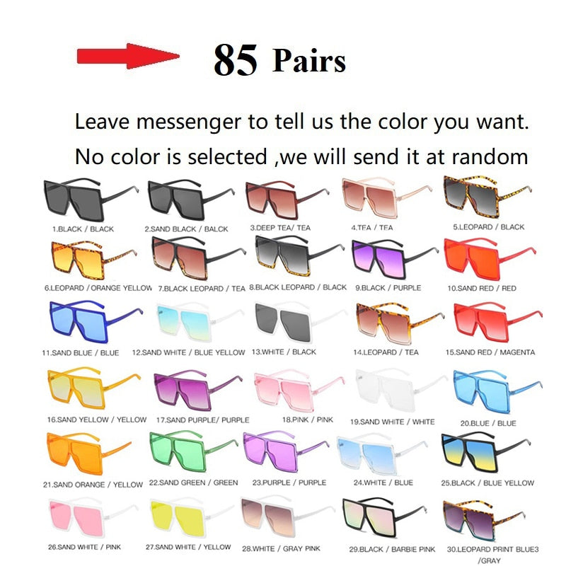 Wholesale 40 Colors One Piece Oversized Square Sunglasses For Women 2022 Luxury Brand Black Sun Glasses Female Big Shades  Bulk