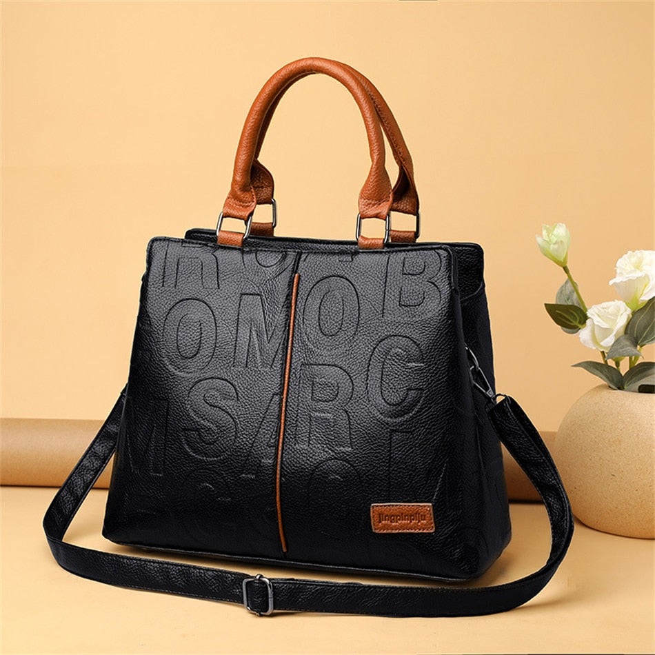 SP Luxury Designer Lady Tote Handbag Leather Casual Crossbody Bag Large Capacity Travel Shoulder