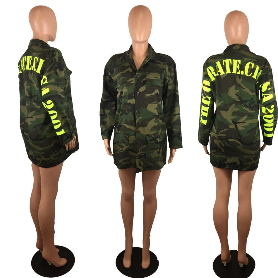 SP Green Camouflage Long Jackets Long Sleeve Camo