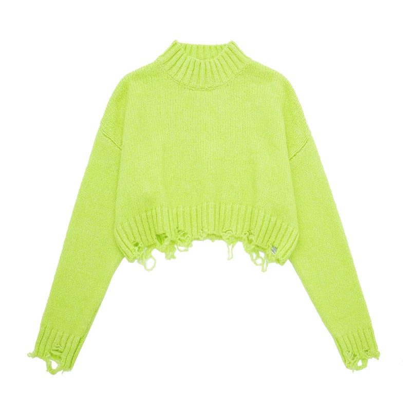 SP Solid Green Short Oversize Loose sweater