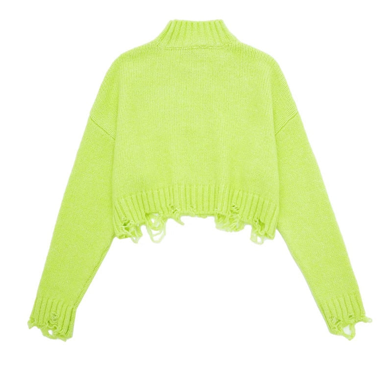 SP Solid Green Short Oversize Loose sweater