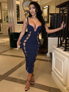 SP Sibybo Sexy Hollow Out Bodycon Backless Dresses