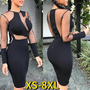 SP Sheer Mesh Patchwork See Through Splicing Bodycon Lace