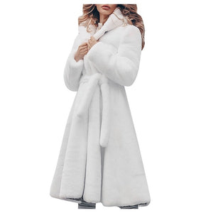 SP Black Thick Hooded Faux Fur Coat Winter Women Fashion Oversize New Warm Long Faux Fox Fur Coats Coats Elegant Jackets Luxurious