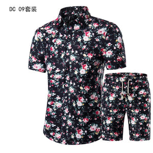 Stellys Place Summer Mens Fashion 2021 Gold Luxury Designer Shirts For Mens Set Fancy Hawaii Beachwear Floral Printed Mens Short Sleeve Club