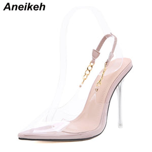 Stelly Place Aneikeh 2022 New Women Pumps PVC Transparent High Heels Sexy Pointed Toe Leopard Grain Party Shoes Lady Thin Heels Pumps Size 42