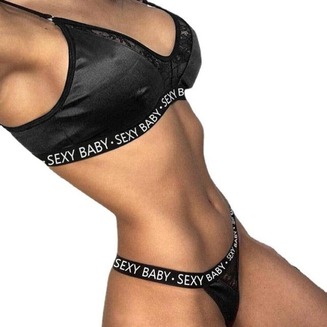 New Sexy Letter Three-Point Suit Women&#39;s Sports Underwear Set Sexy Skinny Backless Underwear Bikini